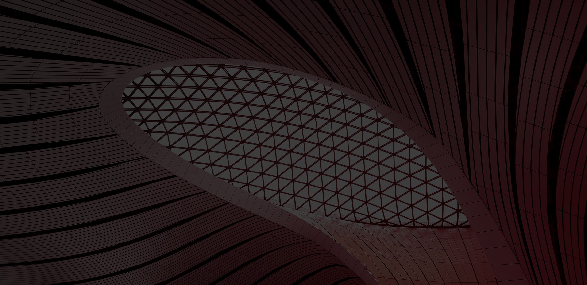 Architettura curva con struttura reticolare, simbolo dell'area Design